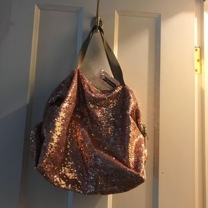 Shimmery rose gold handbag
